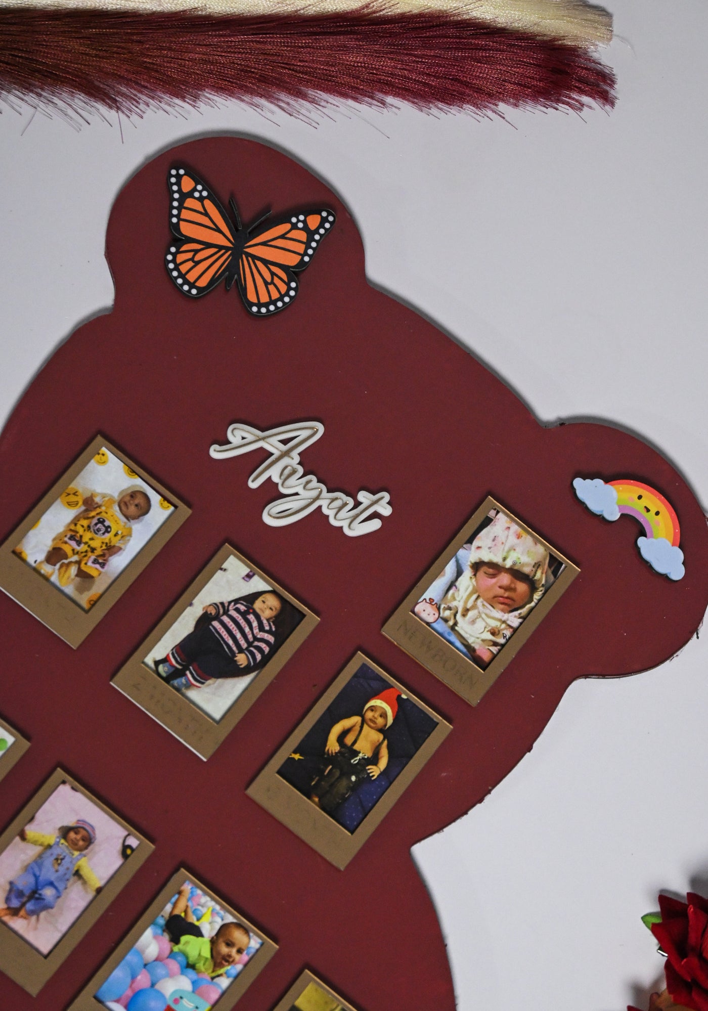 Teddy Baby Photo Board Beige,Maroon,Ice Blue