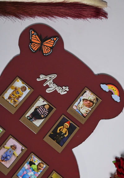 Teddy Baby Photo Board Beige,Maroon,Ice Blue