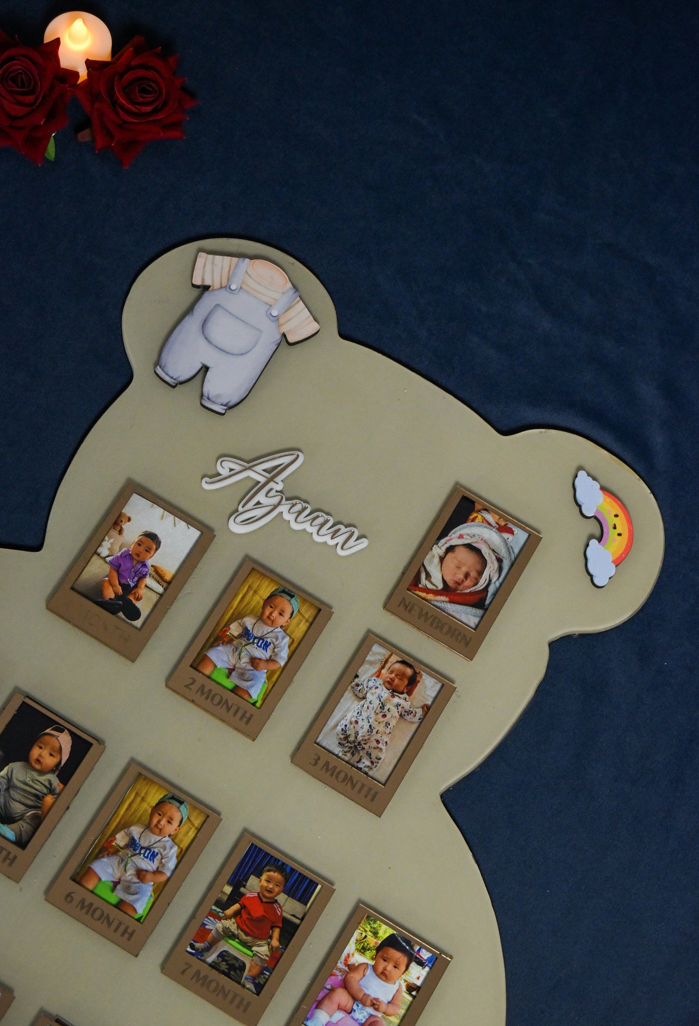 Teddy Baby Photo Board Beige,Maroon,Ice Blue