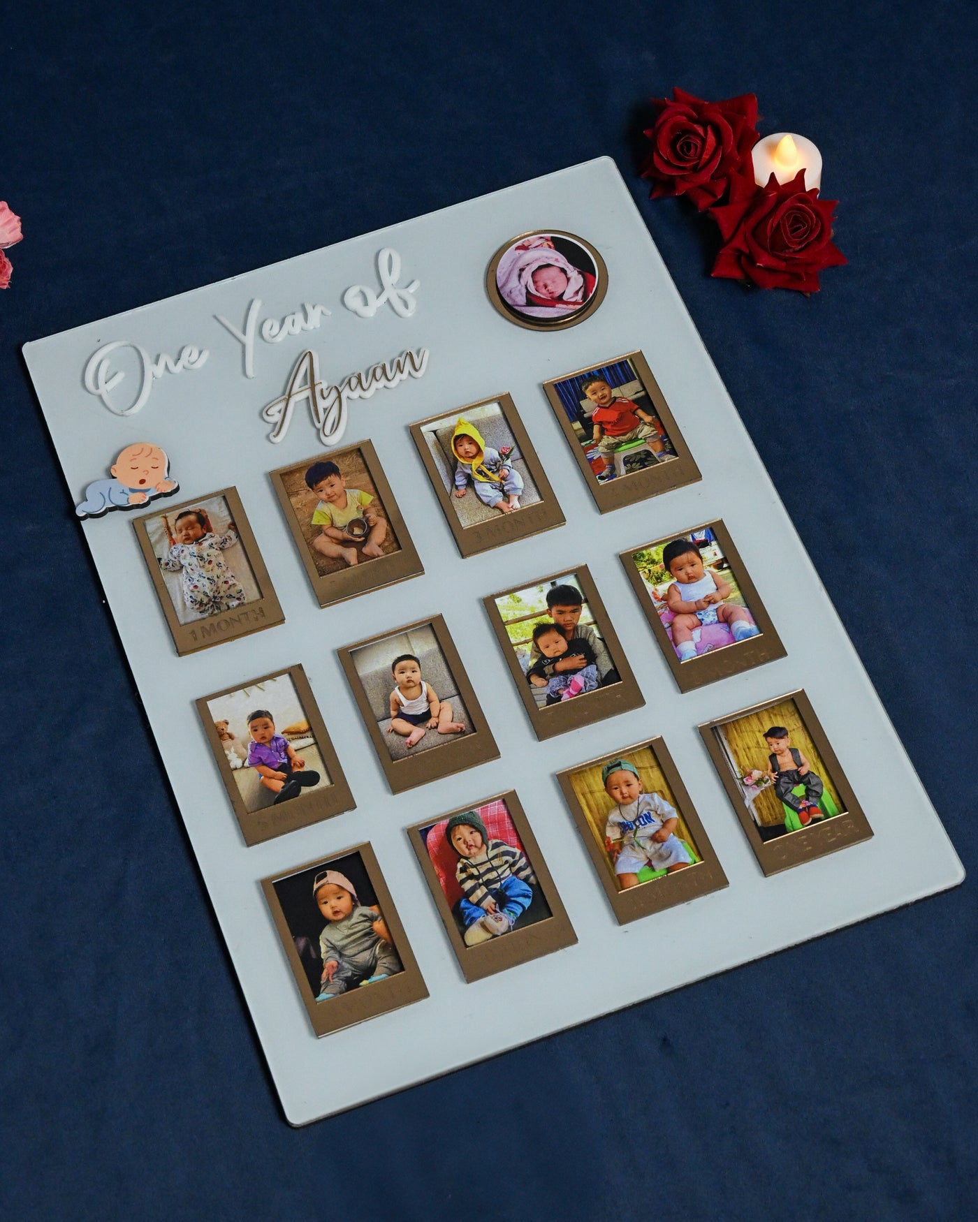 Rectangular Baby Photo Board Beige,Ice Blue,Maroon