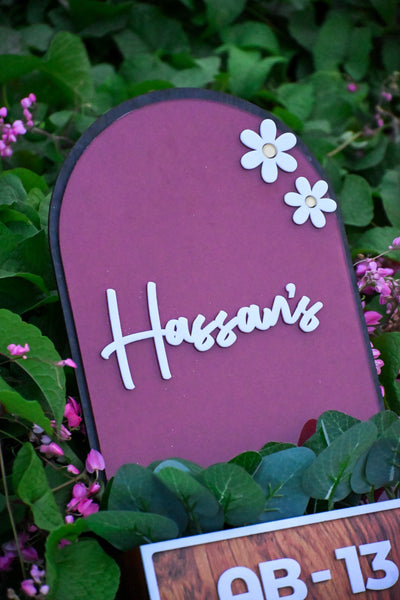 House Name Planter Lavender,Maroon,Aqua Green