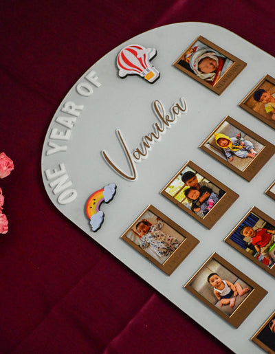 Arch Baby Photo Board Ice Blue,Maroon,Beige