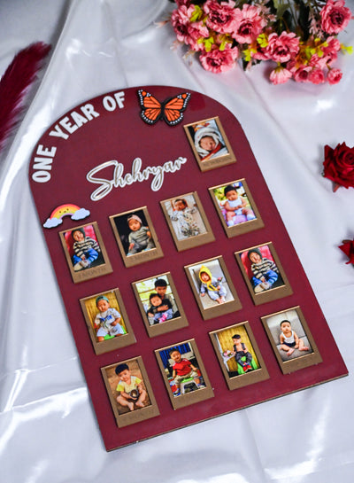 Arch Baby Photo Board Ice Blue,Maroon,Beige