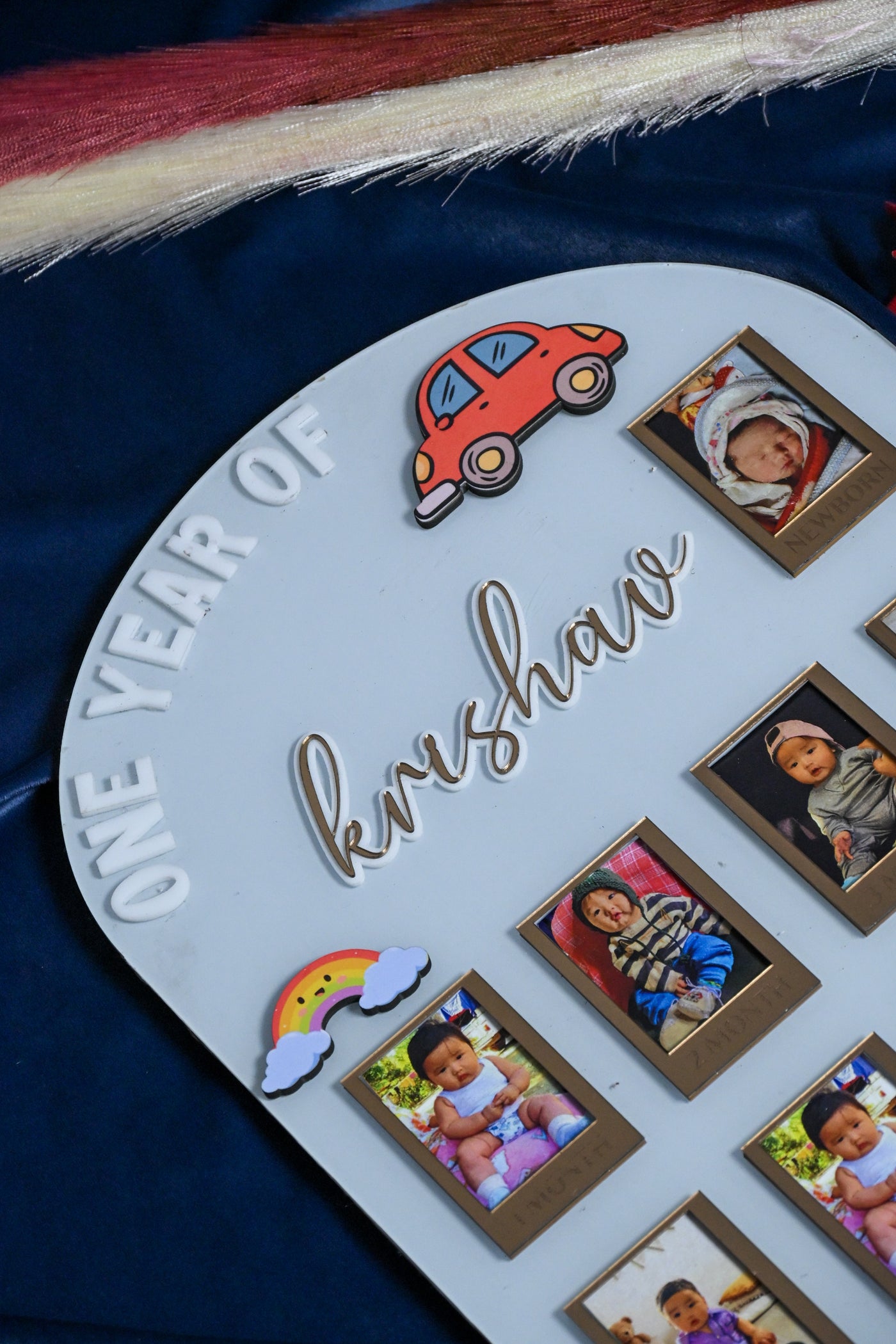 Arch Baby Photo Board Ice Blue,Maroon,Beige