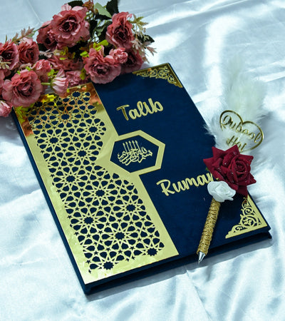 Star Design Nikah Nama Red,Navy Blue