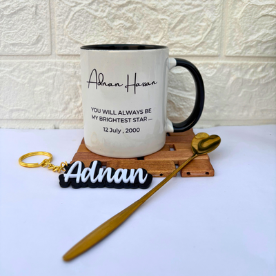 Birthday Gift Set - Starmap Mug + Keychain + Golden Spoon