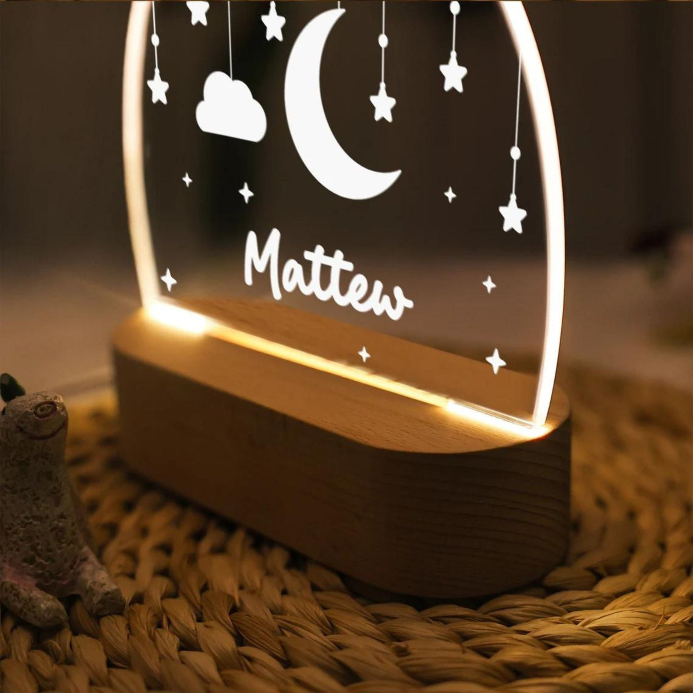 Kids Night Lights - Personalized Moon Star Clouds Nursery Decor Lamp